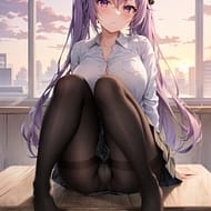 黒タイツ・ストッキングを履いている女の子の二次画像【微エロ】