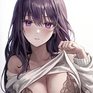 自分で服をめくりあげて誘惑してくるエッチな女の子の二次エロ画像