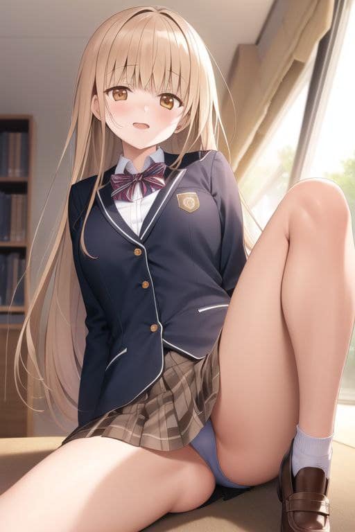 女の子が脚を大きく開いてパンツを見せつけてくる二次エロ画像