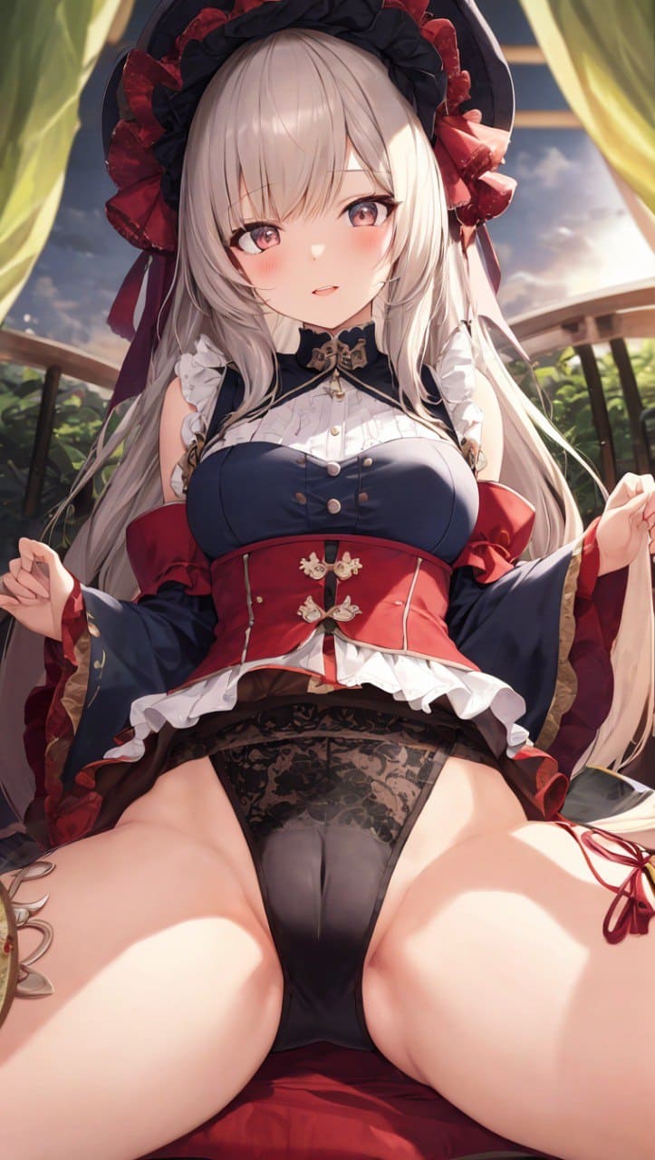 女の子が脚を大きく開いてパンツを見せつけてくる二次エロ画像