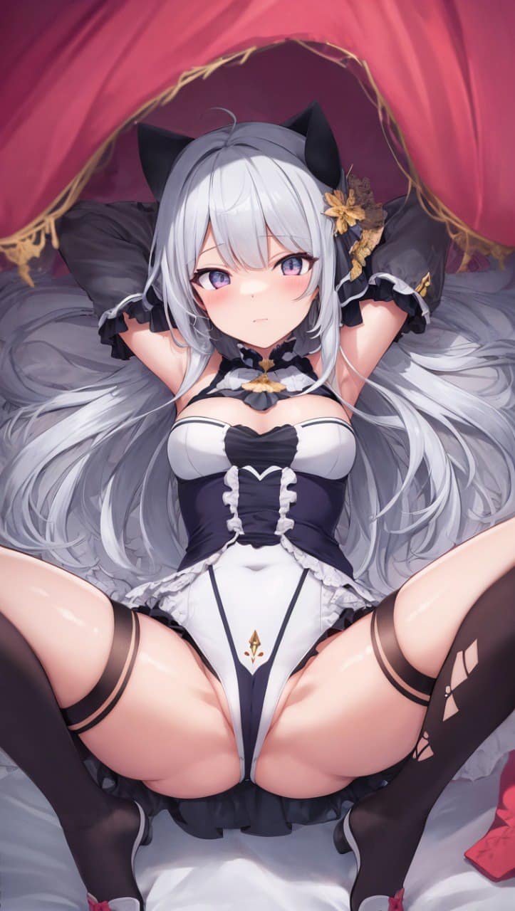 女の子が脚を大きく開いてパンツを見せつけてくる二次エロ画像