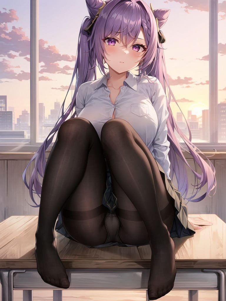 黒タイツ・ストッキングを履いている女の子の二次画像【微エロ】